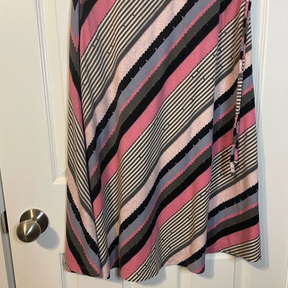 Patagonia ‘Kamala’ diagonally pink/gray striped midi skirt / halter dress sz M - Picture 5 of 9